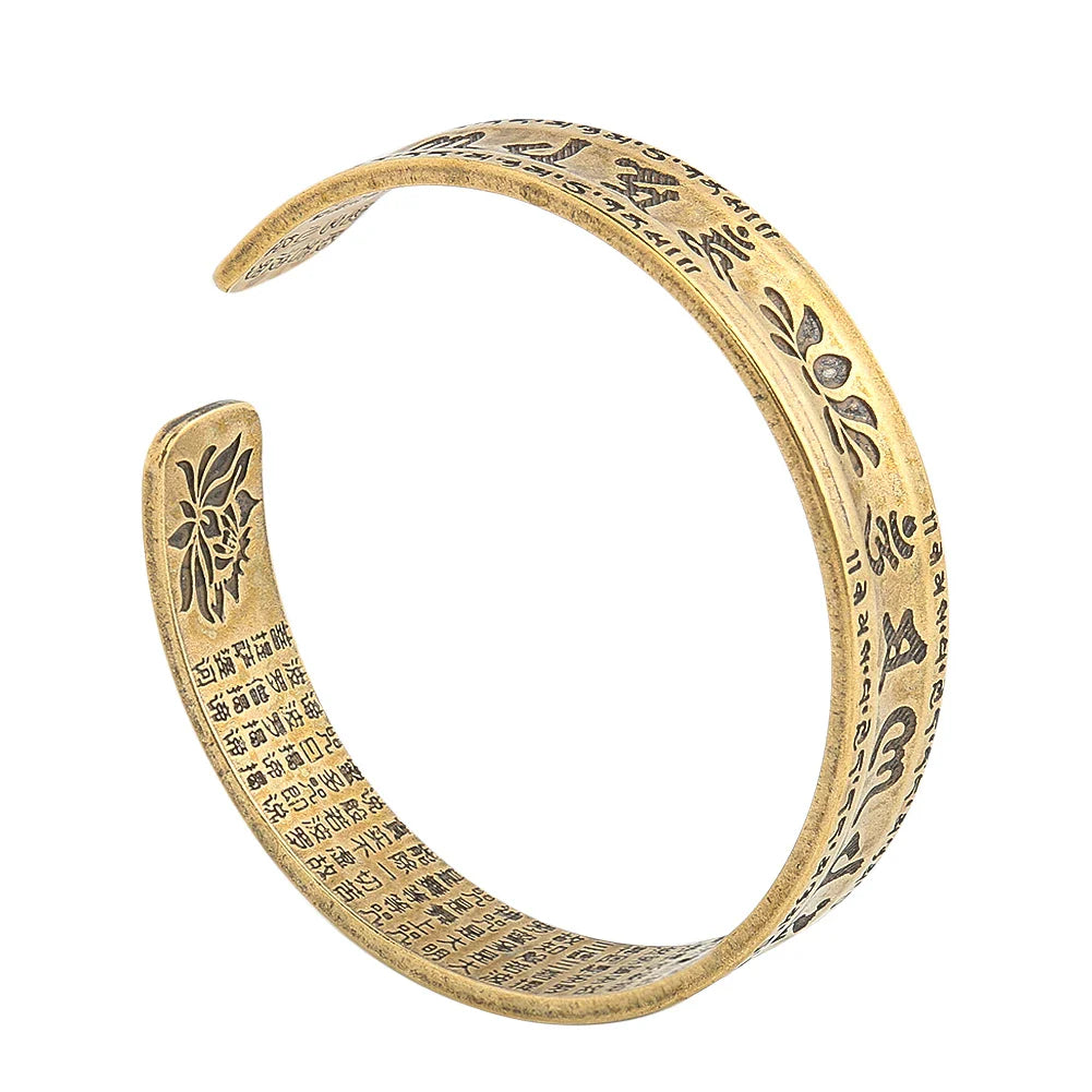 Tibetan Copper Bracelet Lotus Design - Handcrafted Buddhist Healing Jewelry | Buddhive