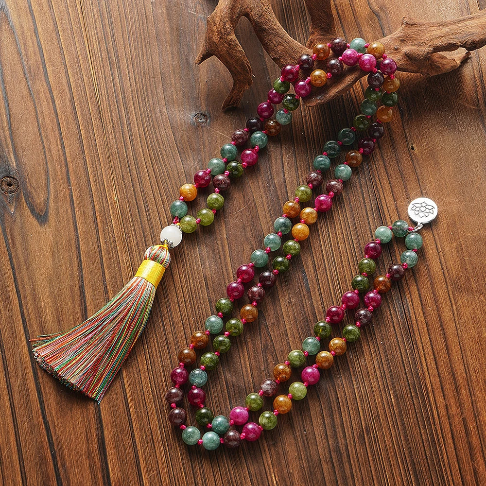 Tibetan Mala Beads Precious Gemstone 108 Prayer Necklace - Handcrafted Natural Stone | Buddhive