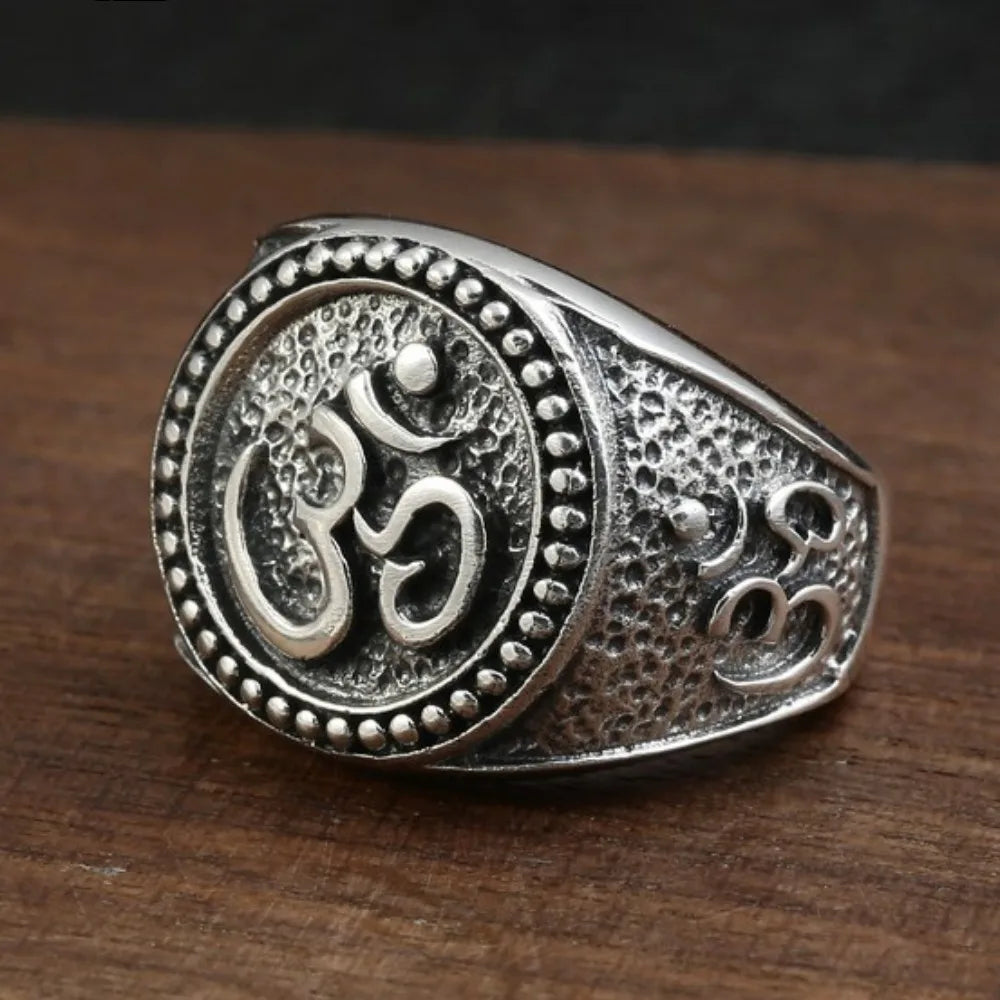Buddhist Om Ring Sterling Silver 925 - Men's Spiritual Jewelry | Buddhive