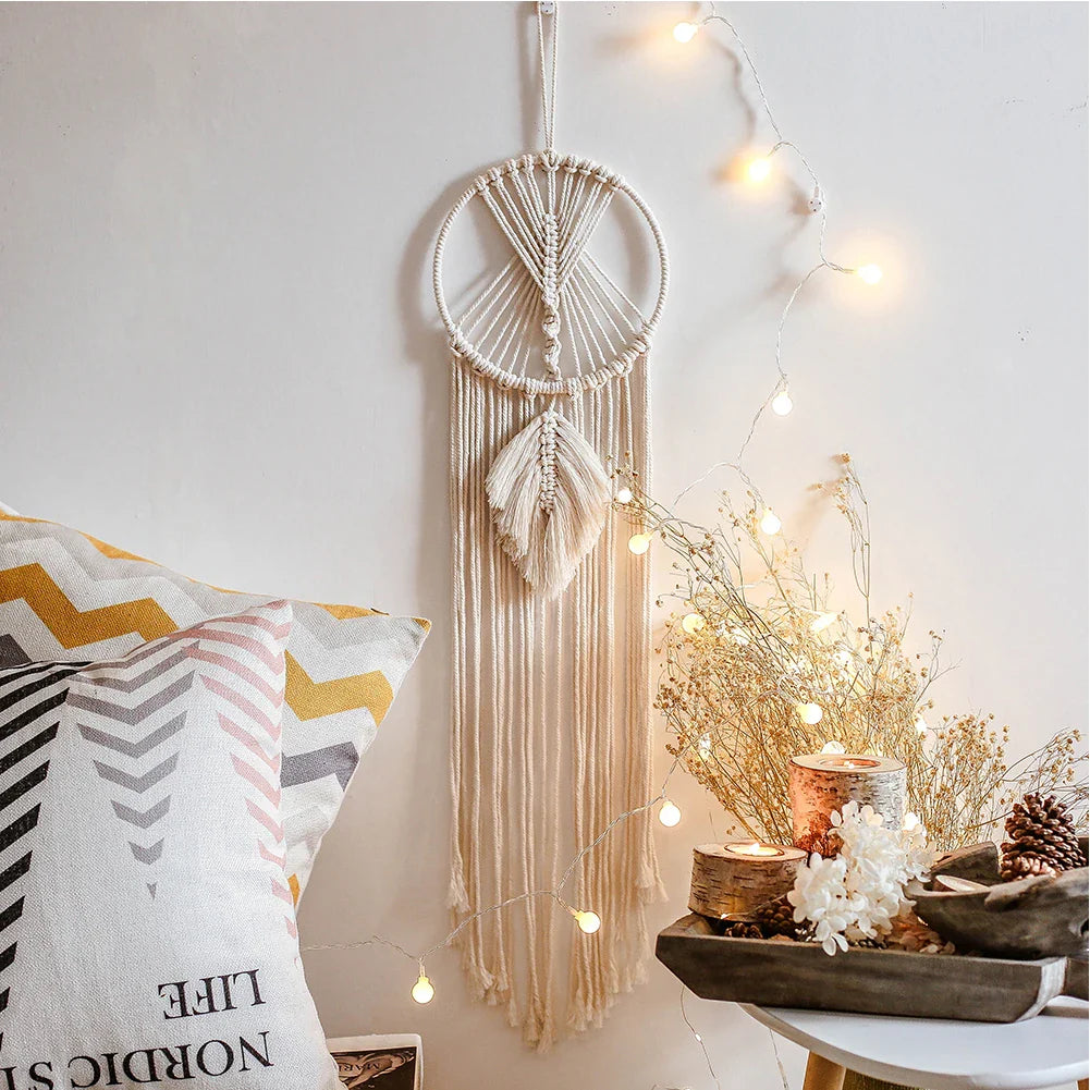 Macrame Dream Catcher Wall Hanging - Handmade Boho Decor for Meditation Space | Buddhive