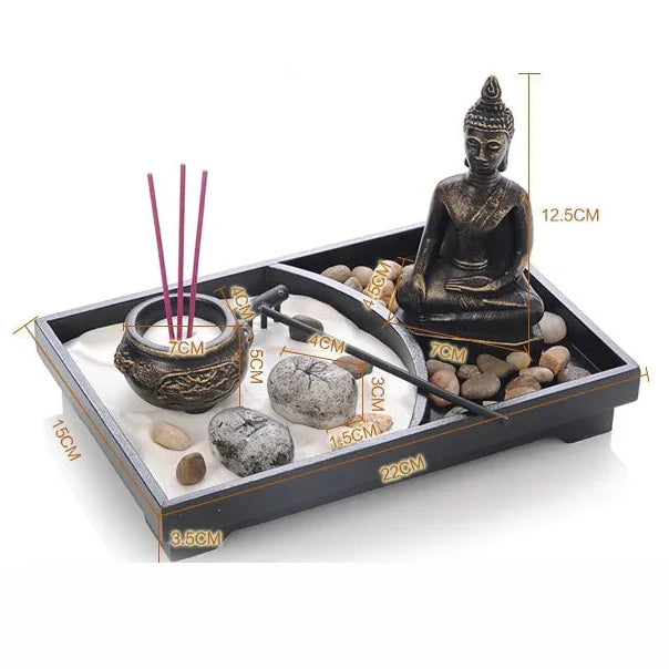 Mini Zen Garden Buddha Meditation Set with Incense Holder - Japanese Desk Garden Kit | Buddhive
