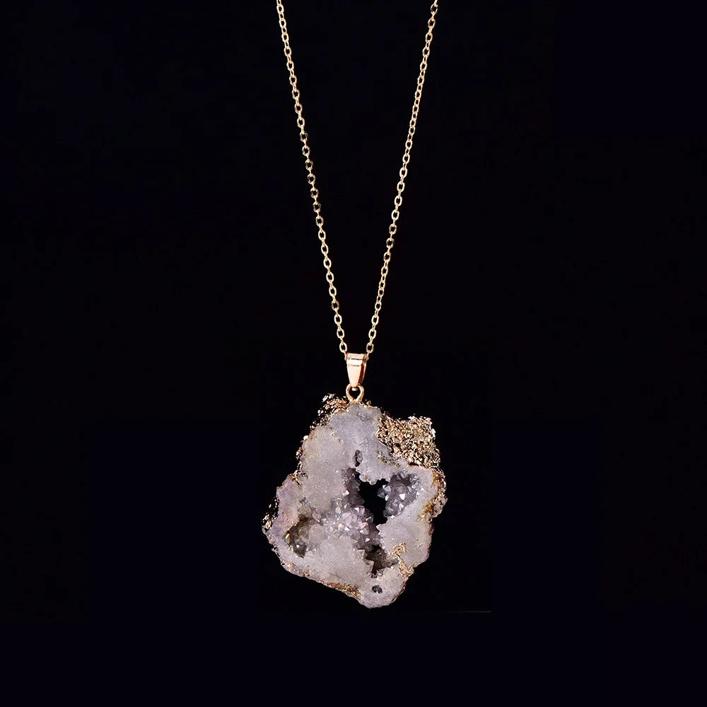 Raw Agate Stone Necklace - Natural Gemstone Buddhist Jewelry for Balance & Grounding | Buddhive