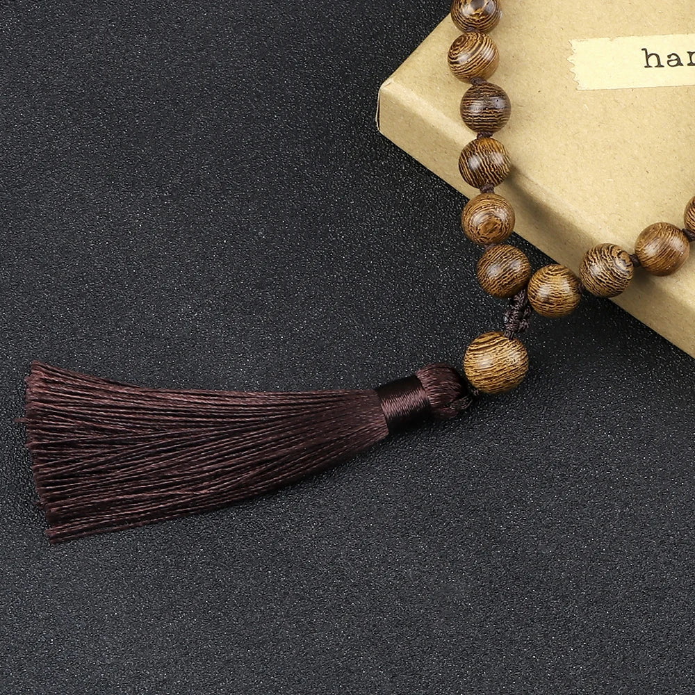 Mala Beads 108 Tibetan Prayer Necklace - Wood Beads - Meditation & Mantra Practice | Buddhive