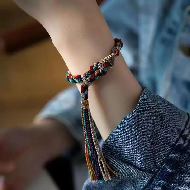 Tibetan Braided Bracelet for Women - Handwoven Buddhist Thread Wristband | Buddhive