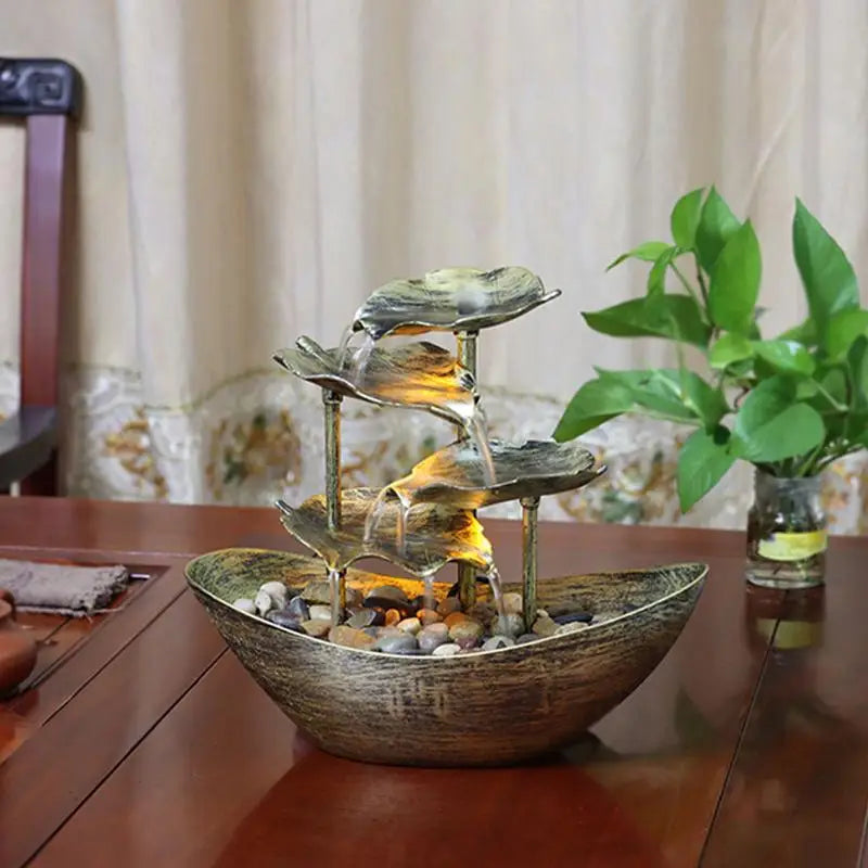Zen Fountain Indoor Waterfall 4 Tier Metal Cascade - Meditation & Home Decor | Buddhive