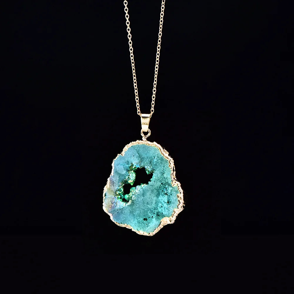 Raw Agate Stone Necklace - Natural Gemstone Buddhist Jewelry for Balance & Grounding | Buddhive