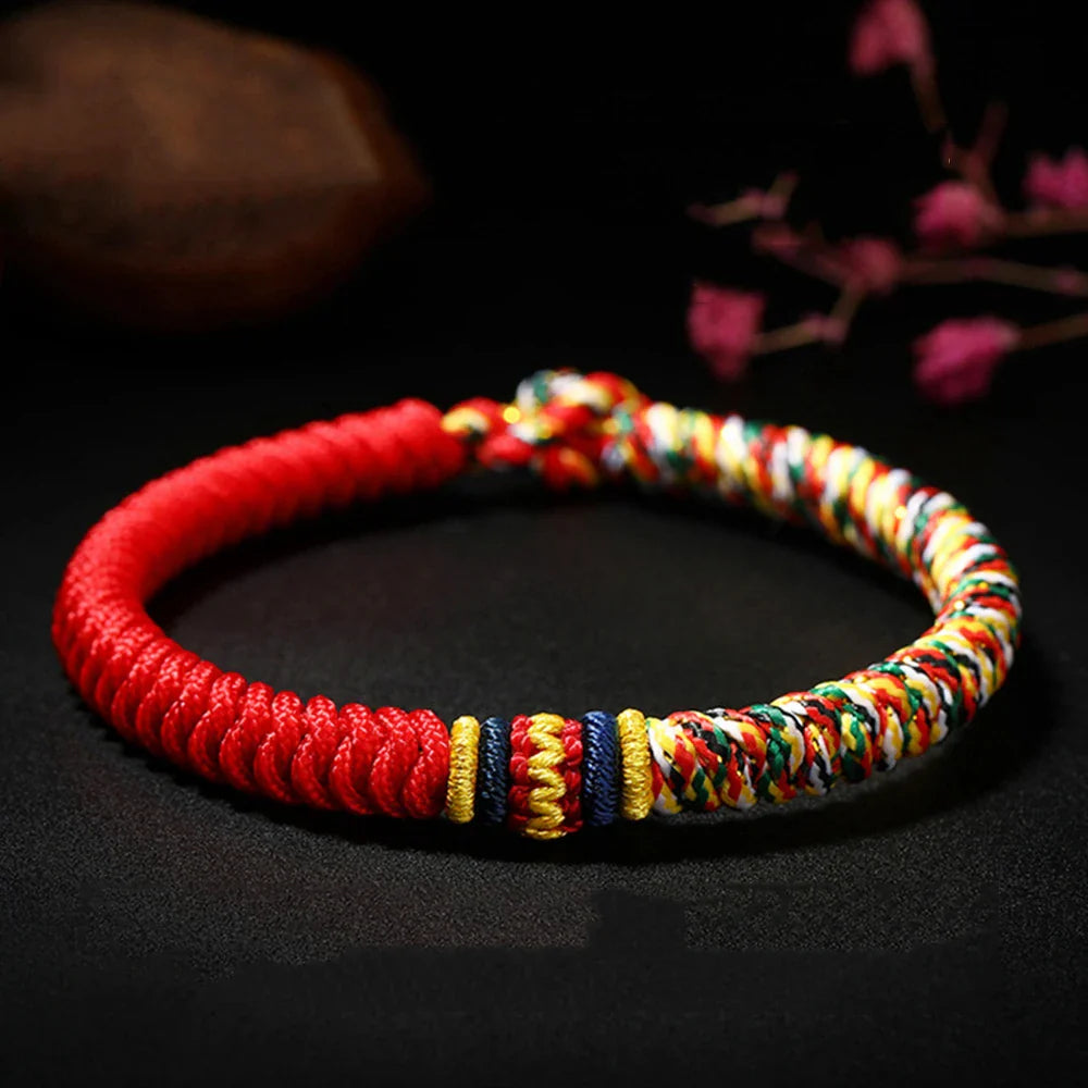 Tibetan Buddhist Bracelet Hand-Braided Cotton - Red String Protection Wrist Mala | Buddhive