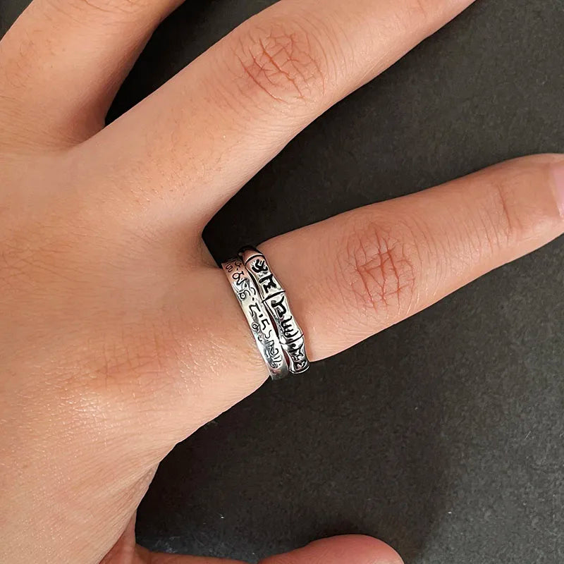 Silver Mantra Ring 925 Sterling - Om Buddhist Ring Tibetan Style | Buddhive