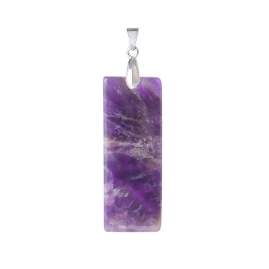 Black Obsidian Necklace Rectangular Pendant - Natural Stone Protection Jewelry | Buddhive