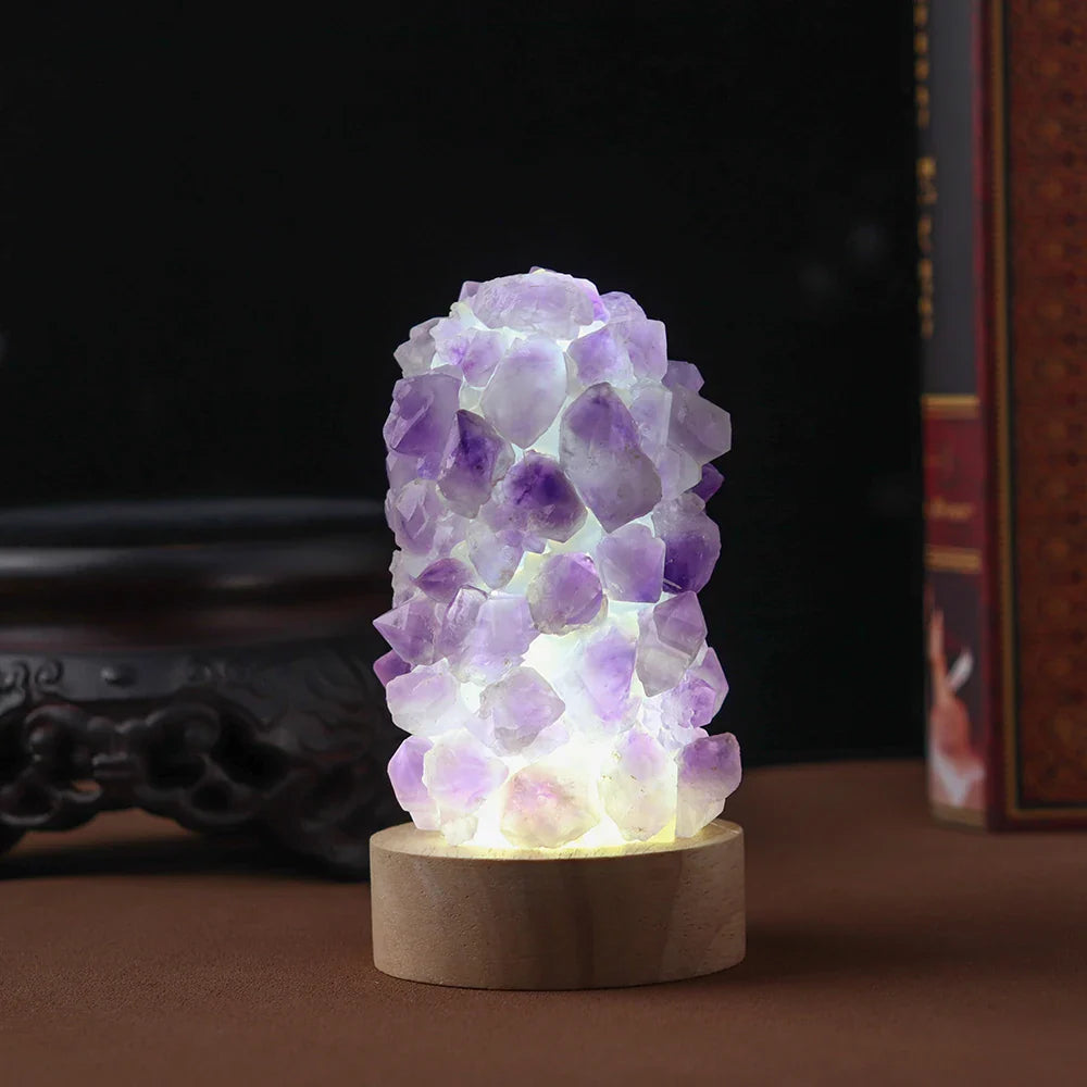 Amethyst Lamp - Natural Crystal Cluster Bedside Night Light - Zen Decor & Feng Shui | Buddhive