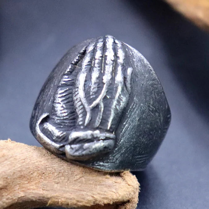 Namaste Ring Stainless Steel - Buddhist Prayer Symbol Jewelry for Men & Women | Buddhive