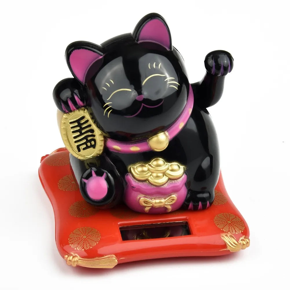 Solar Maneki Neko Lucky Cat - Feng Shui Waving Fortune Cat - Japanese Decor | Buddhive