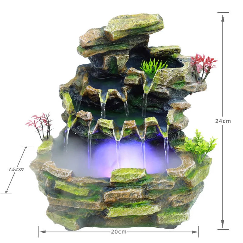 Zen Fountain Indoor Waterfall with LED Lights - Resin Cascade Water Feature | Buddhive