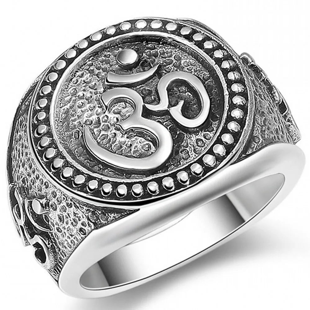 Buddhist Om Ring Sterling Silver 925 - Men's Spiritual Jewelry | Buddhive