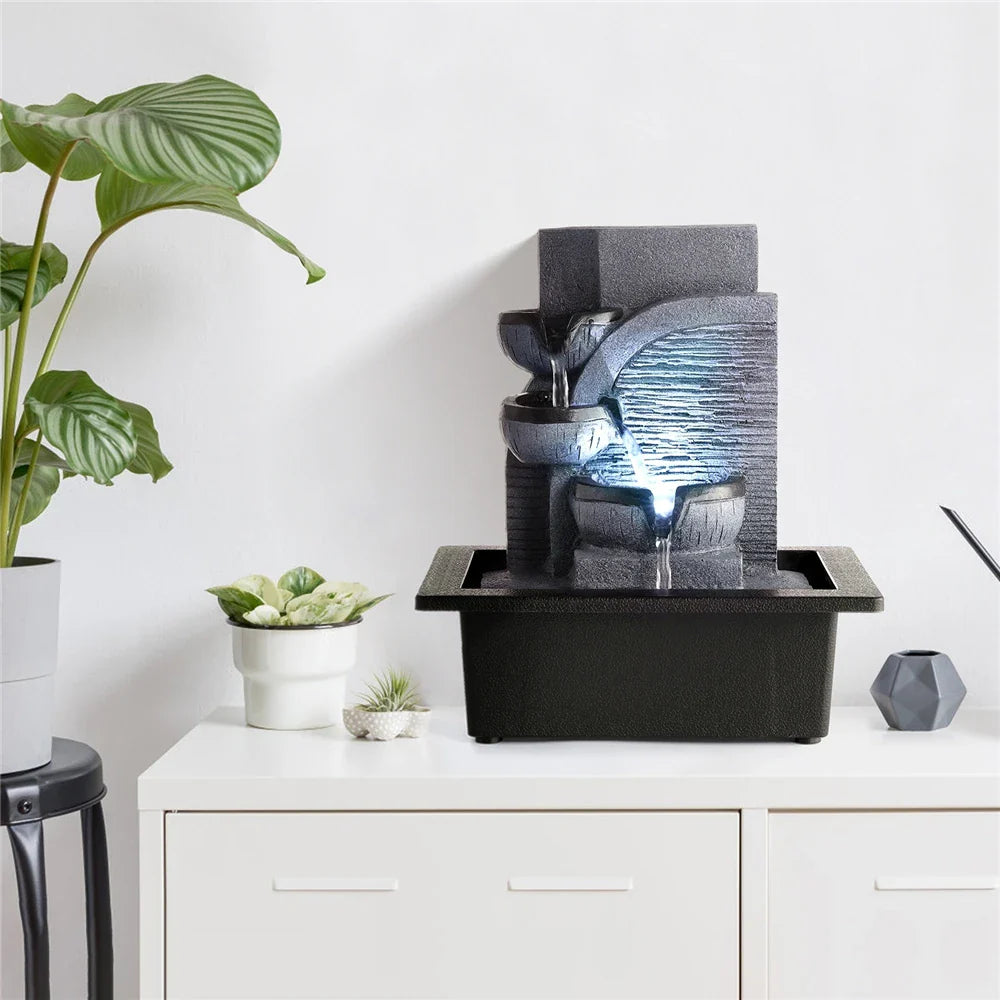 Zen Water Fountain Indoor - Resin Tabletop Buddha Fountain with LED Lights | Buddhive