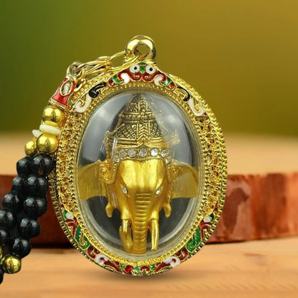 Gold Ganesh Amulet Necklace - Buddhist Protection Pendant with Chain | Buddhive