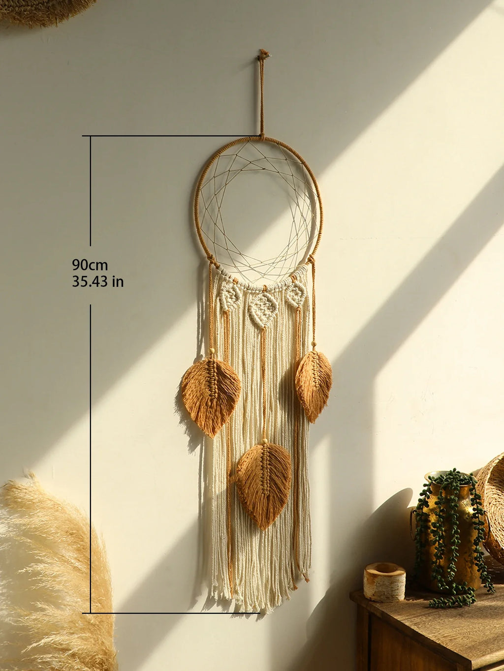 Macrame Dreamcatcher Lotus Wall Hanging - Handwoven Bohemian Buddhist Decor | Buddhive