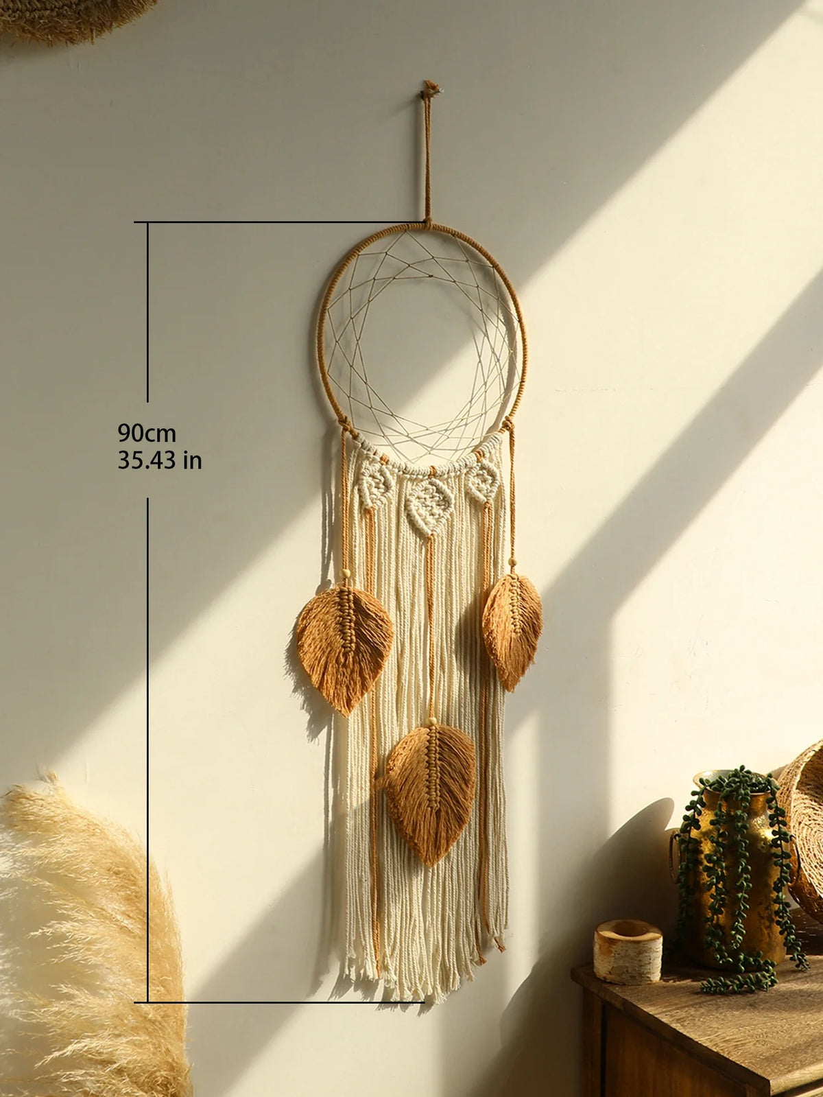 Macrame Dreamcatcher Lotus Wall Hanging - Handwoven Bohemian Buddhist Decor | Buddhive
