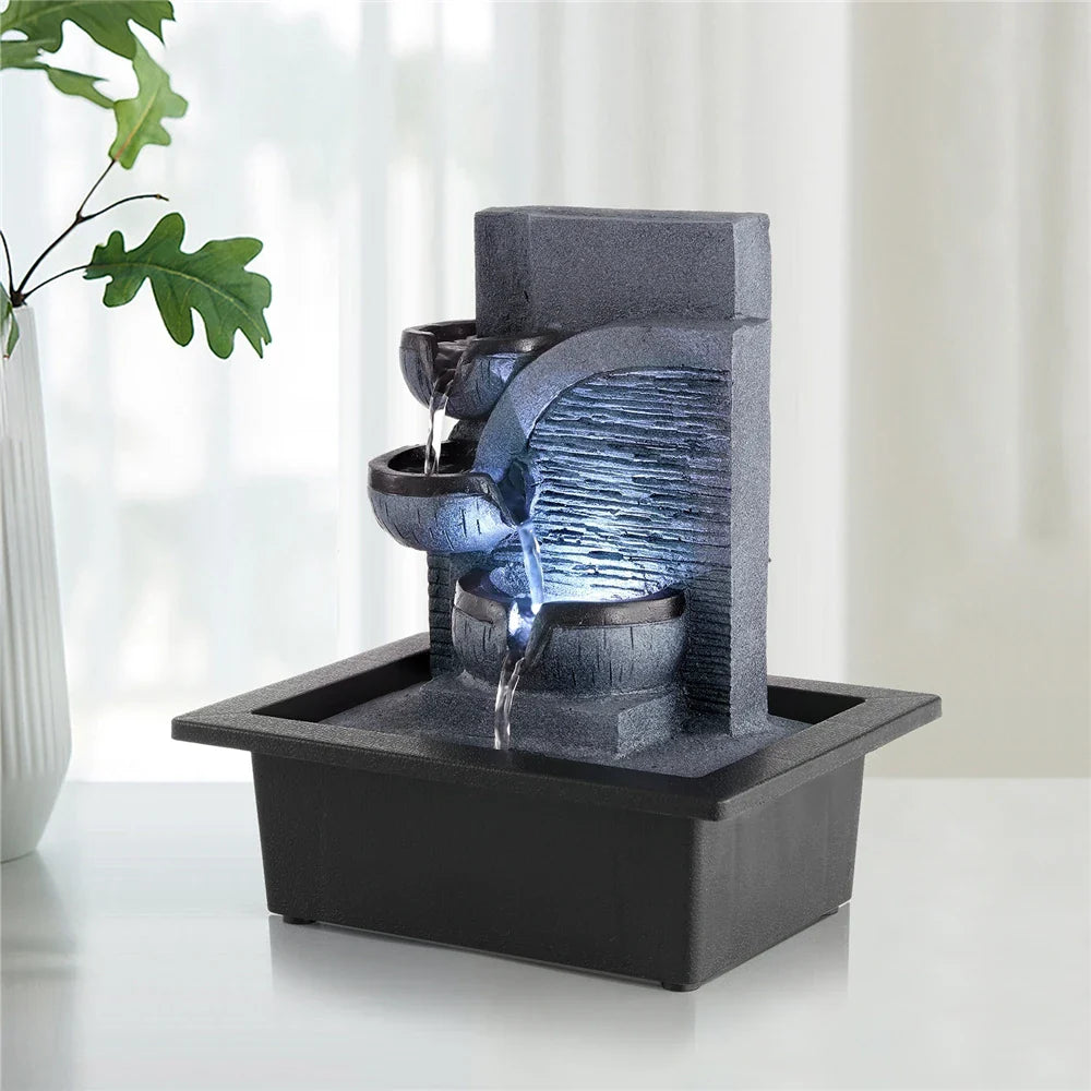 Zen Water Fountain Indoor - Resin Tabletop Buddha Fountain with LED Lights | Buddhive