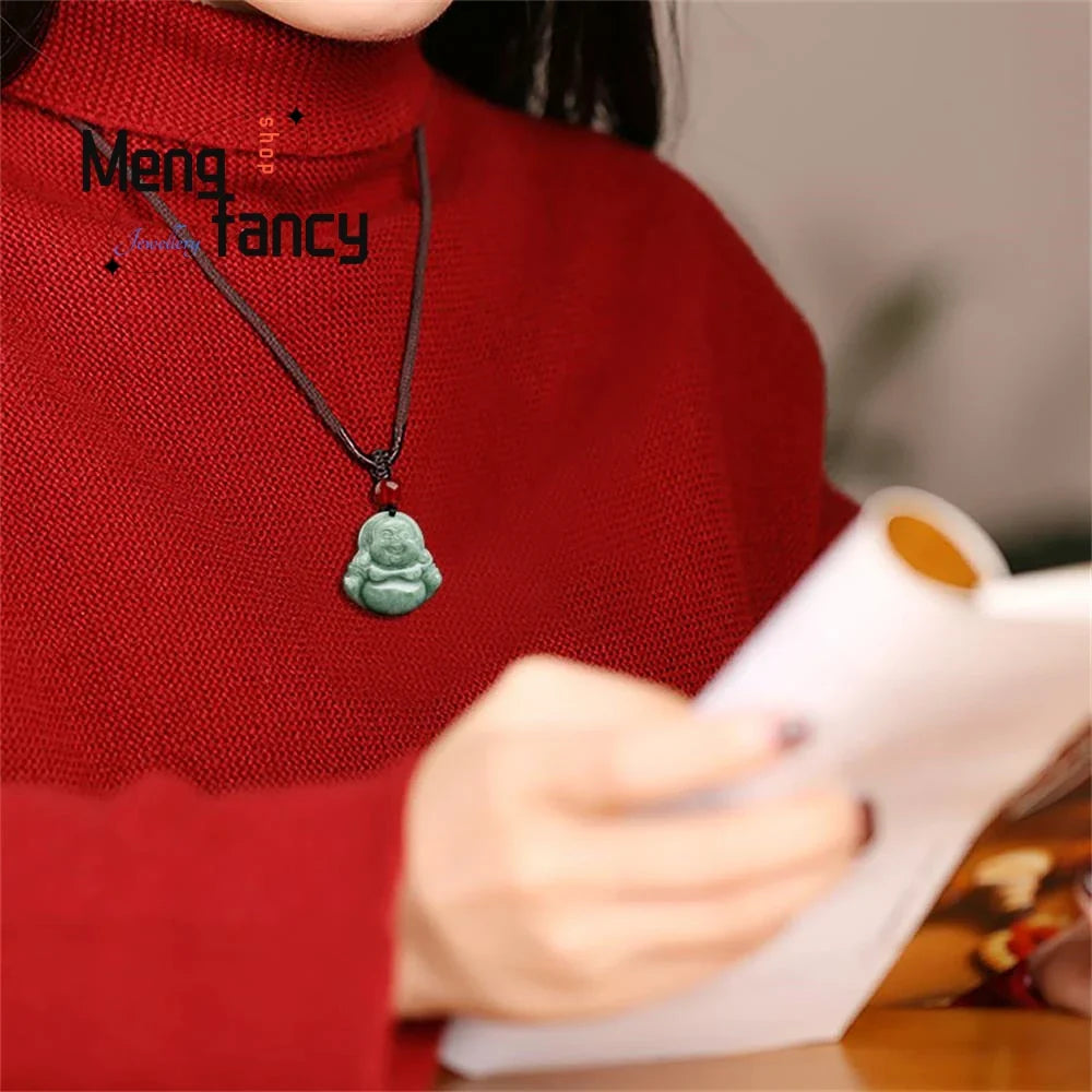 Jade Buddha Pendant Double Relief Carved Necklace - Authentic Buddhist Jewelry | Buddhive