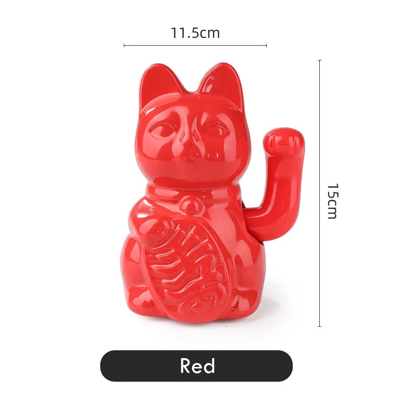 Maneki Neko Lucky Cat Ceramic Figurine - Animated Waving Paw Feng Shui Decor | Buddhive