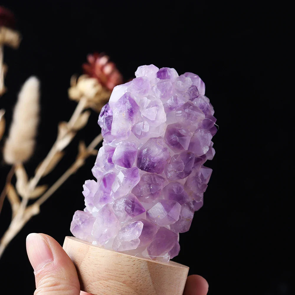 Amethyst Lamp - Natural Crystal Cluster Bedside Night Light - Zen Decor & Feng Shui | Buddhive
