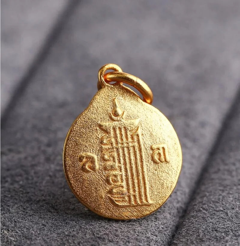 Tibetan Kalachakra Amulet Gold Plated - Buddhist Protection Pendant Sterling Silver | Buddhive
