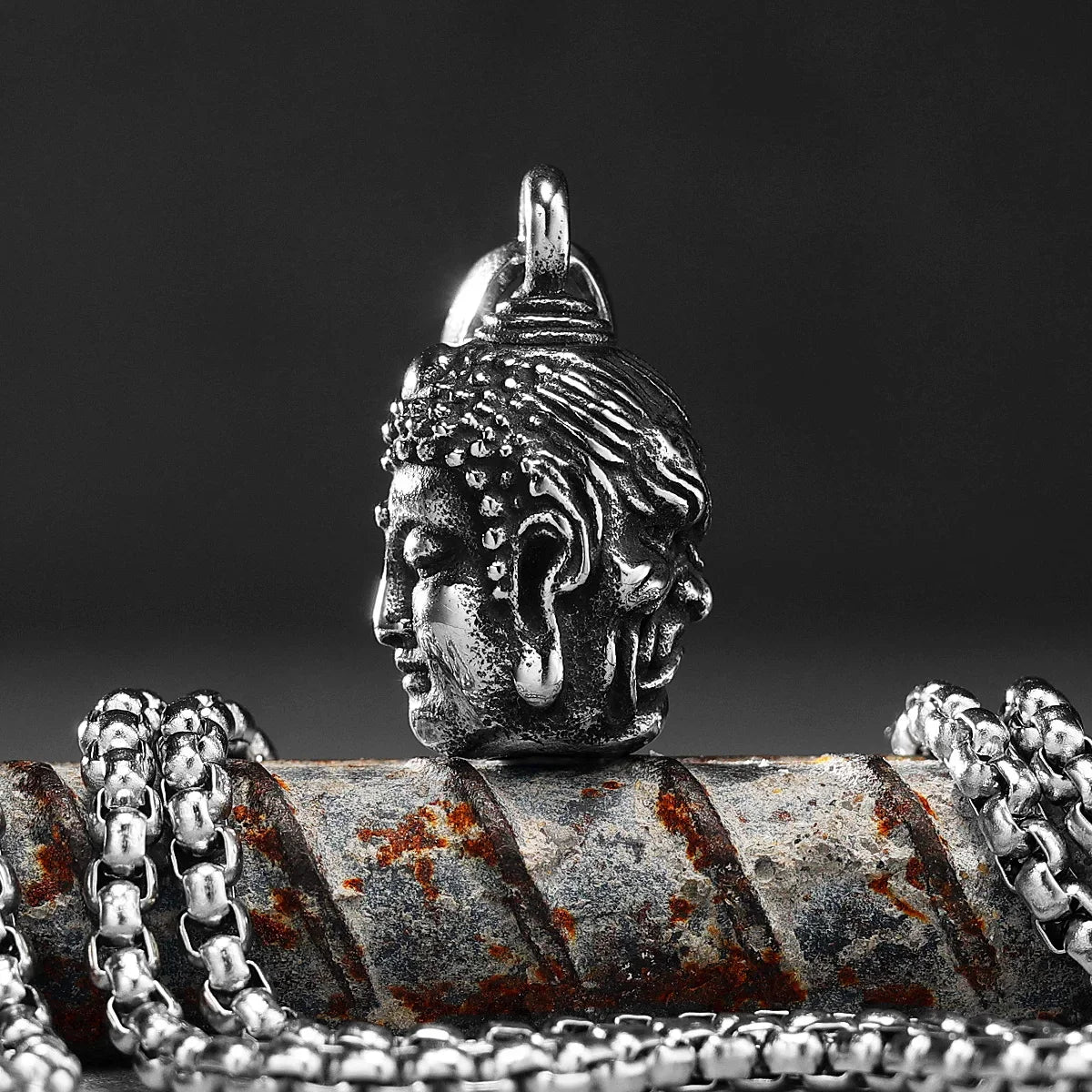 Buddha Demon Face Pendant Stainless Steel - Spiritual Protection Necklace | Buddhive