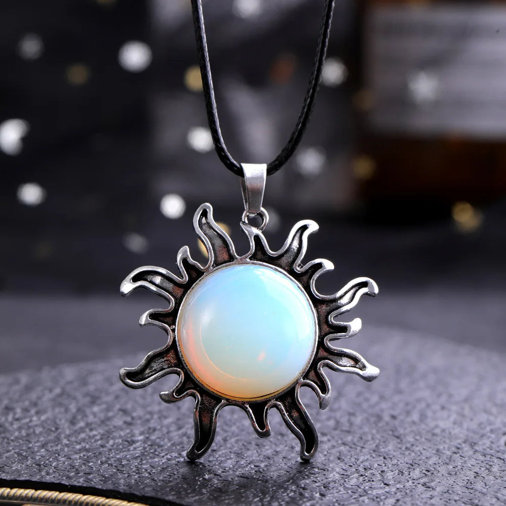 Quartz Sun Necklace - Natural Stone Buddhist Pendant - Unisex Spiritual Jewelry | Buddhive