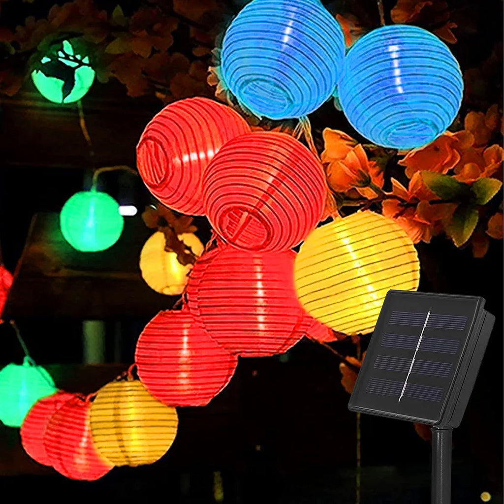 Solar Outdoor Lanterns Chinese Style - LED Garden String Lights - Zen Decor | Buddhive