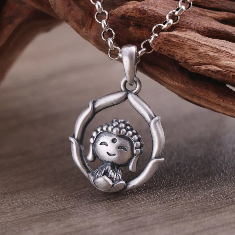 Tibetan Buddha Pendant - 925 Sterling Silver Small Buddha Necklace | Buddhive