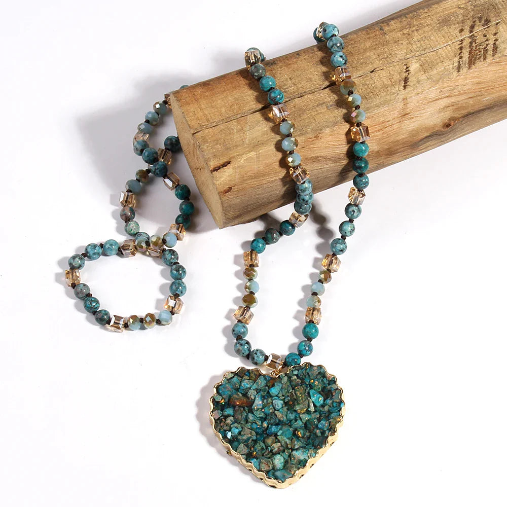Green Heart Stone Necklace - Natural Gemstone Pendant - Buddhist Jewelry | Buddhive