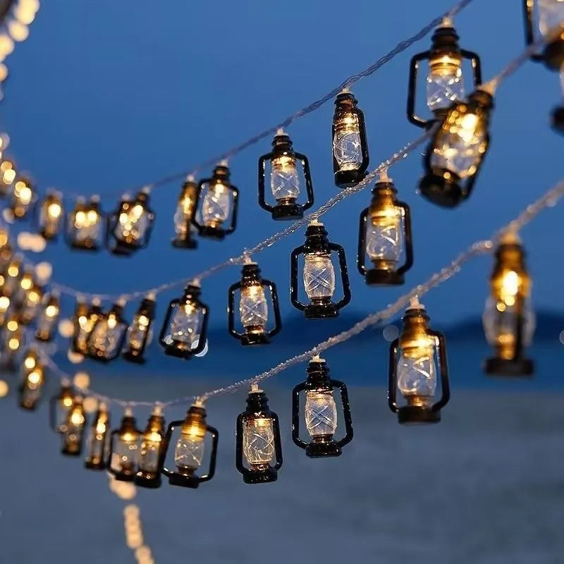 Solar LED Lantern String Lights Rustic Outdoor Garden Decor - 8 Lighting Modes | Buddhive