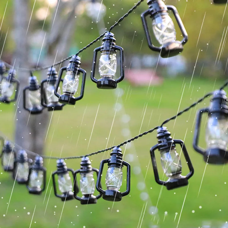 Solar LED Lantern String Lights Rustic Outdoor Garden Decor - 8 Lighting Modes | Buddhive