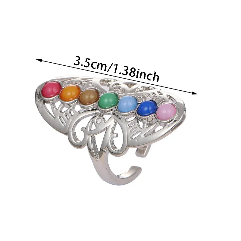 7 Chakra Ring Adjustable Zinc Alloy - Energy Balance & Spiritual Healing Jewelry | Buddhive