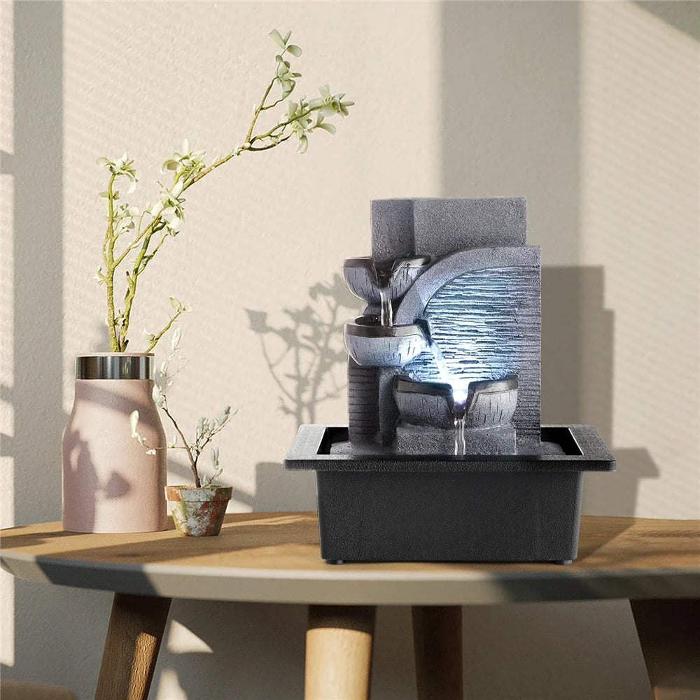 Zen Water Fountain Indoor - Resin Tabletop Buddha Fountain with LED Lights | Buddhive