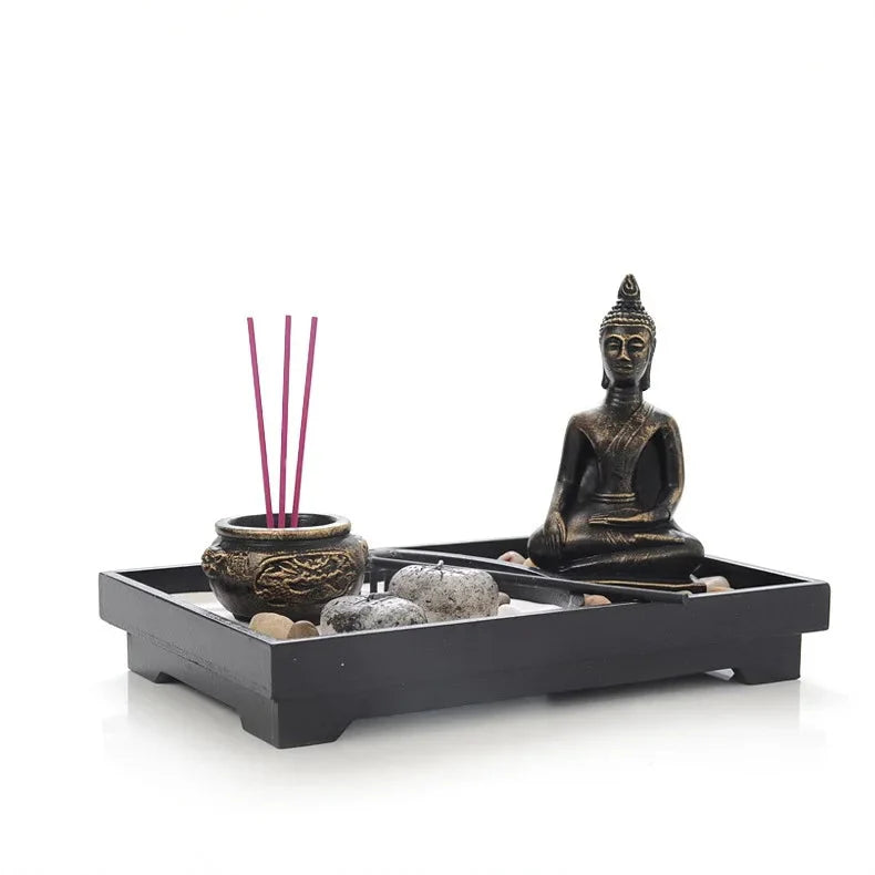 Mini Zen Garden Buddha Meditation Set with Incense Holder - Japanese Desk Garden Kit | Buddhive