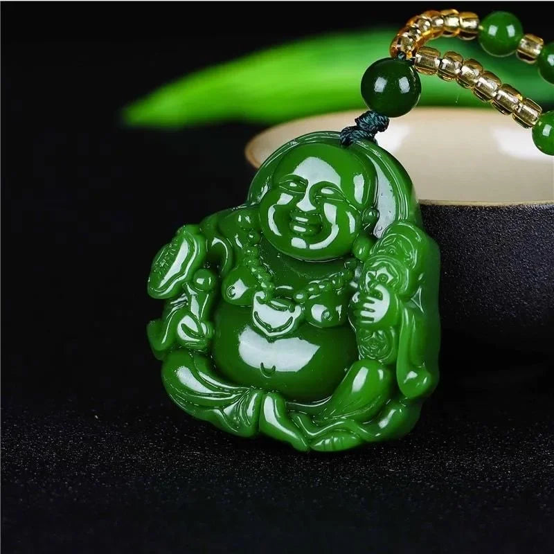 Jade Buddha Pendant Necklace - Authentic Carved Stone Buddhist Jewelry | Buddhive