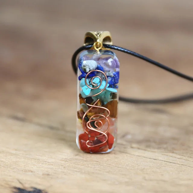 Orgonite 7 Chakra Pendant Necklace - Natural Stone Energy Healing Jewelry | Buddhive