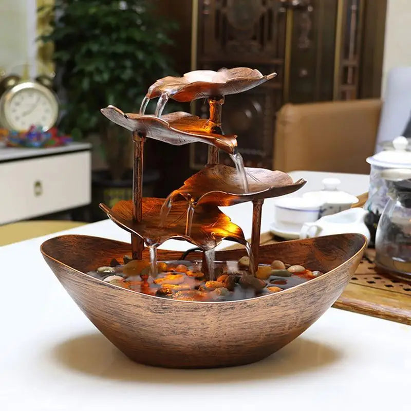 Zen Fountain Indoor Waterfall 4 Tier Metal Cascade - Meditation & Home Decor | Buddhive