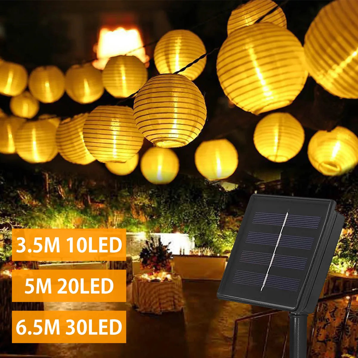Solar Outdoor Lanterns Chinese Style - LED Garden String Lights - Zen Decor | Buddhive