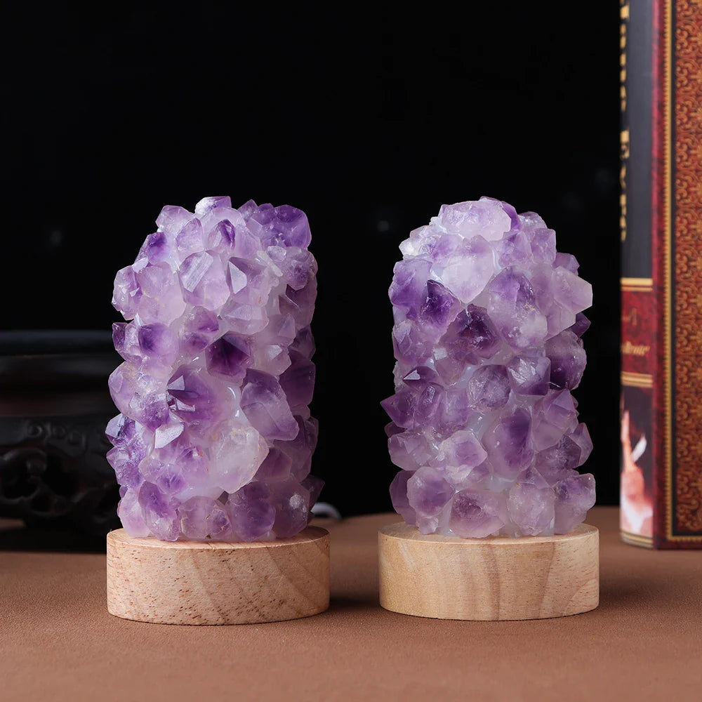 Amethyst Lamp - Natural Crystal Cluster Bedside Night Light - Zen Decor & Feng Shui | Buddhive