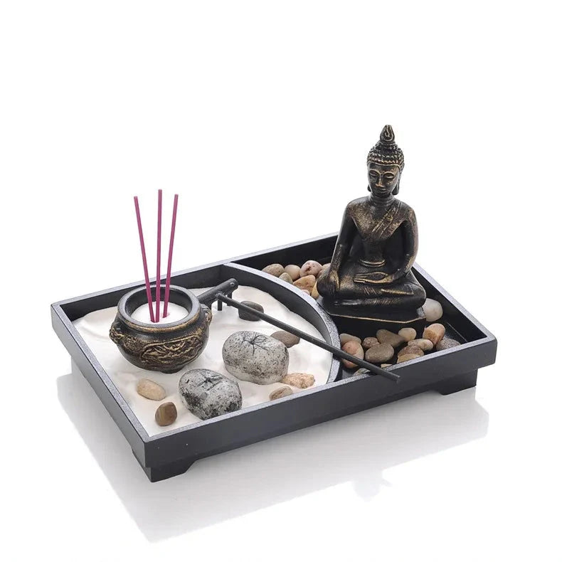 Mini Zen Garden Buddha Meditation Set with Incense Holder - Japanese Desk Garden Kit | Buddhive