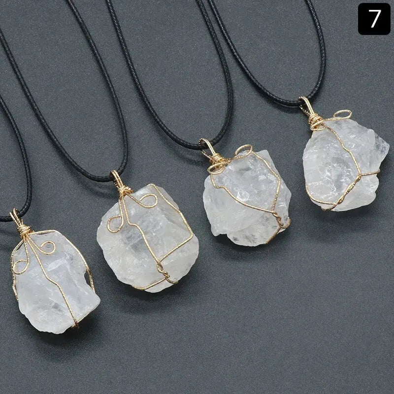 Yellow Crystal Stone Necklace - Natural Gemstone Circle Pendant - Buddhist Jewelry | Buddhive