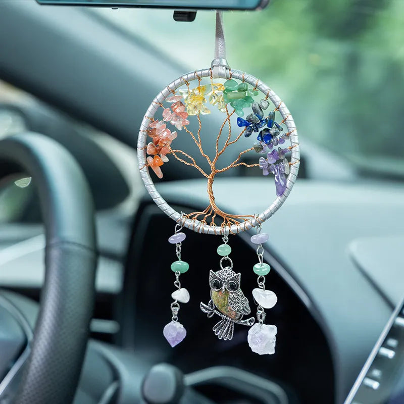 Tree of Life Dreamcatcher Stone Natural Gemstone Wall Hanging Decor | Buddhive