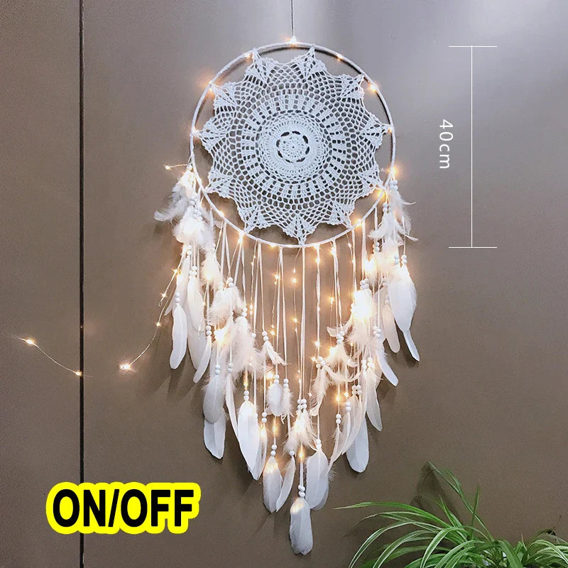 LED Dream Catcher with Lights - Handcrafted Boho Wall Decor - Bedroom & Meditation Space | Buddhive