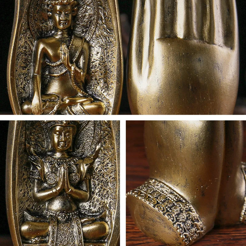 Buddha Hands Statue Resin - 8" Zen Meditation Decor for Home Altar & Sacred Space | Buddhive