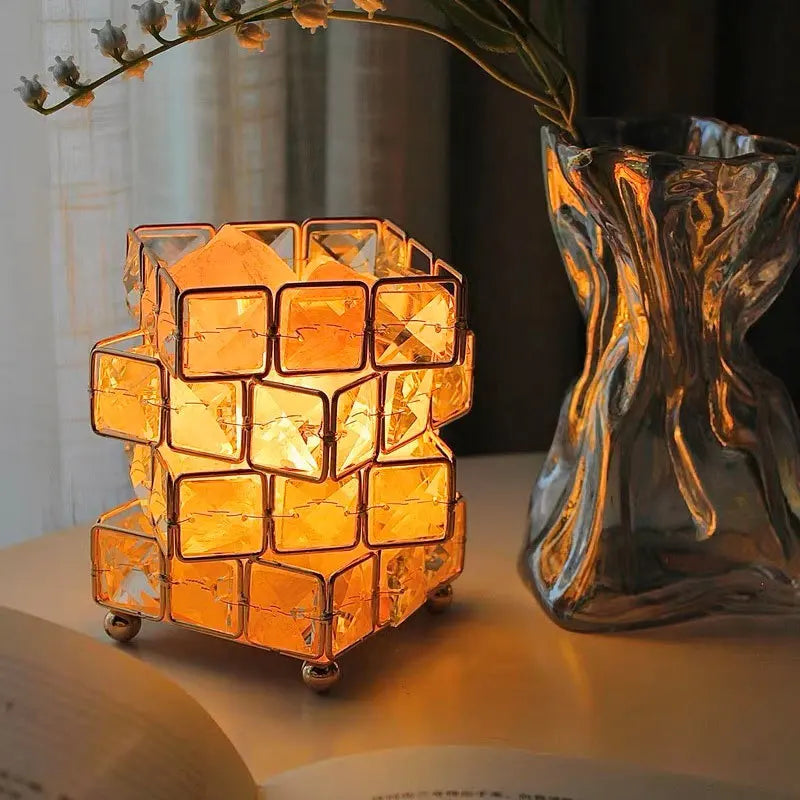 Himalayan Salt Lamp Cube - Hand-Carved Natural Pink Crystal - Air Purifying & Zen Decor | Buddhive