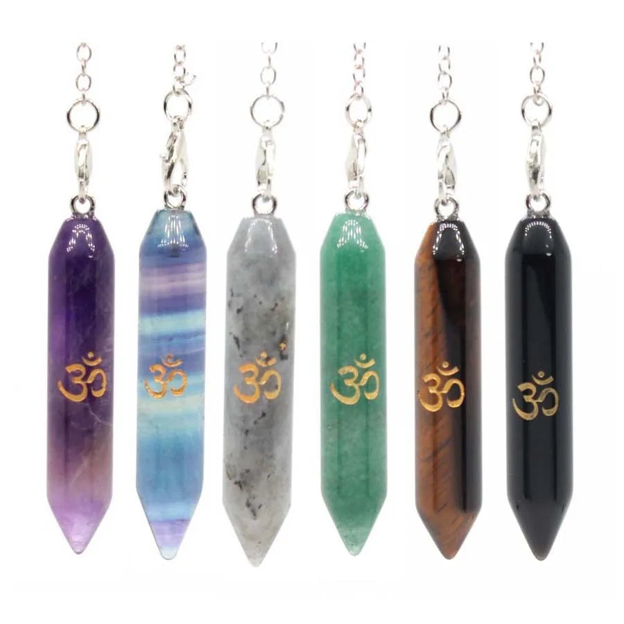 Dowsing Pendulum Natural Stone with OM Symbol - Crystal Divination Tool for Reiki & Energy Work | Buddhive