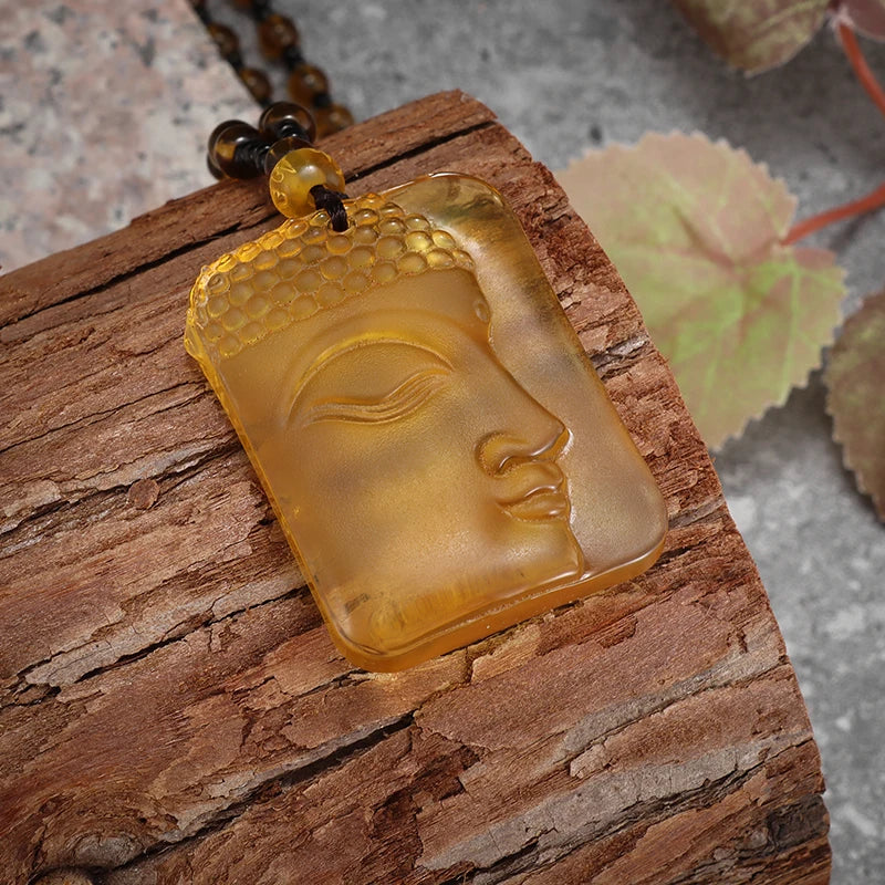 Buddha Pendant Yellow Jade Necklace - Unisex Buddhist Jewelry for Meditation | Buddhive